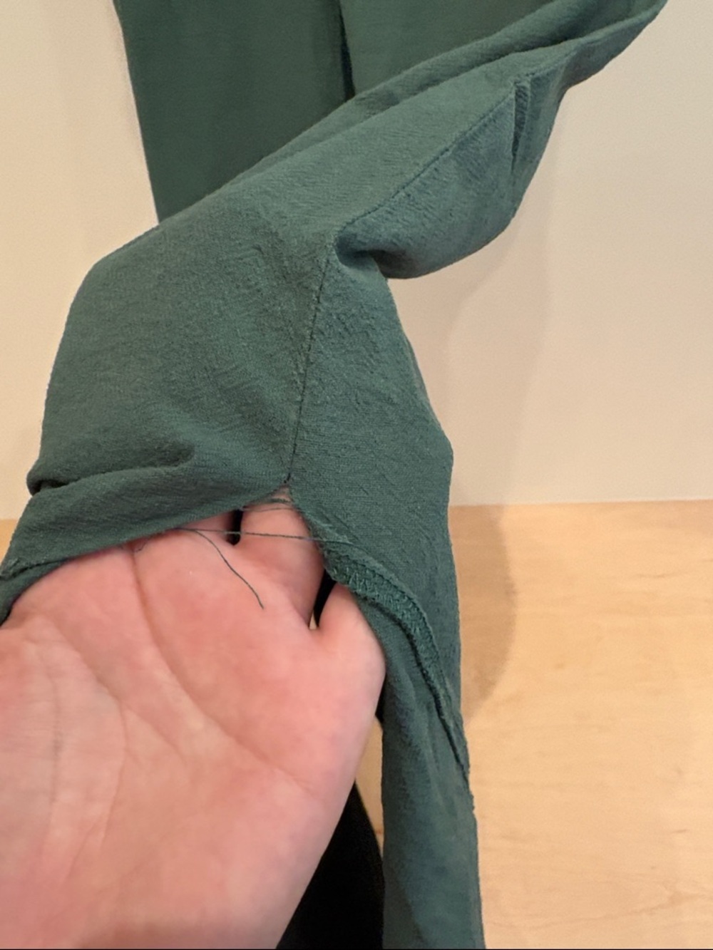 Green Cotton Deep V Dress - Picture 5 of 6
